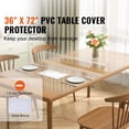 thumbnail image 2 of KFFKFF Clear Plastic Tablecloth, Transparent Desk Overlay, 36" x 72", 1.5 mm Rectangular Desk Shield, Density PVC Plastic Table Overlay, Resistant to Water, Ideal for Writing Desk., 2 of 9
