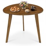 Gymax 35.5'' Triangle Dining Table Farmhouse Kitchen Table w/ Solid Rubber Wood Legs