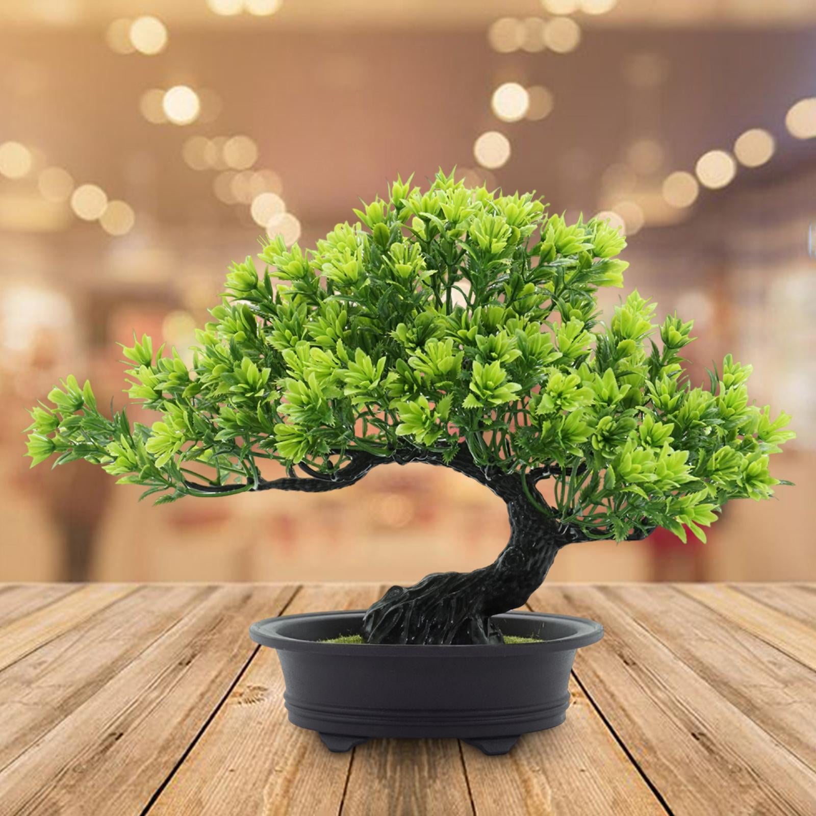 veasfak Artificial Bonsai Tree Fake Bonsai Tree for Bookshelf Desktop Display Office Green