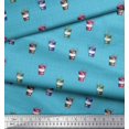 thumbnail image 2 of Soimoi Blue polyester Crepe Fabric Coffee Glass & Dots Print Sewing Fabric Yard 52 Inch Wide, 2 of 3