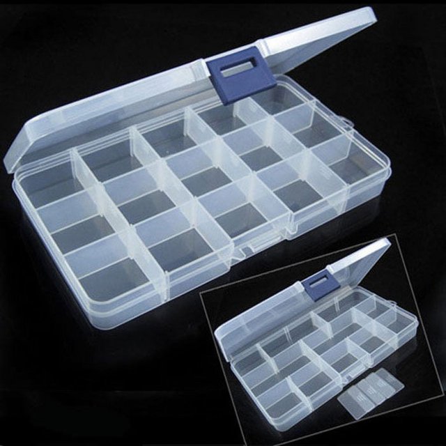 Storage Case Box Holder Container Pills Jewelry Nail Art Tips 15 Grids