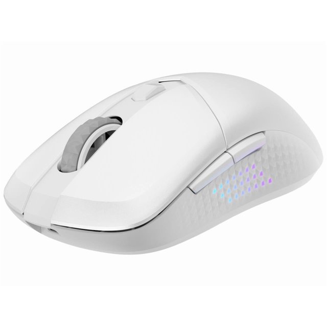MSI VERSA 300 ELITE Sans Fil RGB Gaming Mouse en Blanc, Doté d'Un design Ergonomique Symétrique avec Éclairage RGB Personnalisable. Il Offre une Connectivité Double via Bluetooth 5.3 et une Fréquence radio 2,4 GHz, Ainsi Qu'une Connexion USB-C Sans Friction de 2 m vers un Câble. la Mouse Dispose d'Un Capteur Optique avec une Résolution de 26 000 DPI, six Boutons et Prend en Charge les Prises Paume, Griffe et Doigt. Léger à 2,29 oz, Il Est compatible avec Windows 10 et Conçu pour