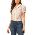 thumbnail image 1 of INSPIRE CHIC Blouse Boutonnée pour Femme à Manches Courtes Bouffantes Col Rabattu Haut en Coton à Motif Floral L Blanc, 1 of 7