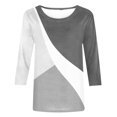 thumbnail image 4 of TIMIFIS T-Shirts Décontractés pour Femmes Manches 3/4 à Blocs de Couleur Hauts Mignons Blouses Confortables Automne, 4 of 4