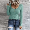 thumbnail image 1 of WILLBEST Womens Shirts Trendy 2025 Women Long Sleeve T Shirts Button Down Slim Fit Tops Neck Ribbed Knit Shirts, 1 of 6