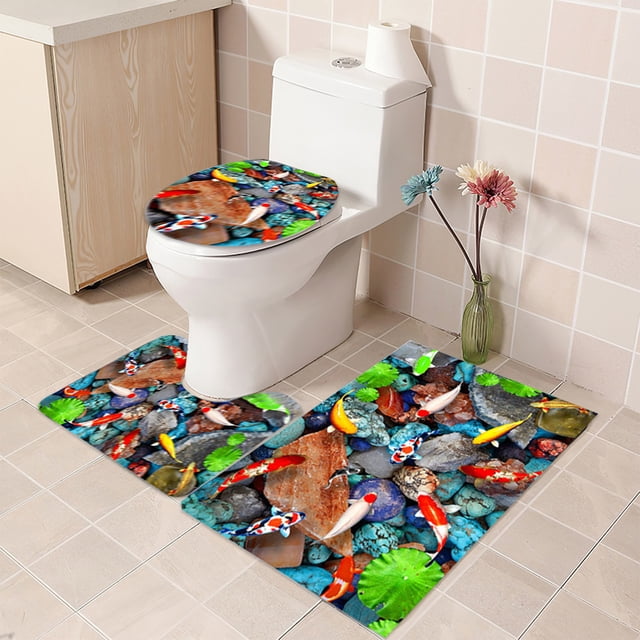 Chmadoxn Bathroom Rugs, Rugs for Living Room, Area Rug, Bath Mat Toilet Floor Mat U-shape Foot Mat Bathroom Bathroom Mat Printing Modern Mat Toilet Door Mat Three Sets carpeting carpeting