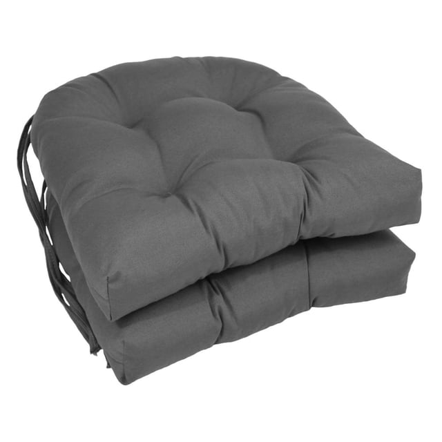 16-inch Solid Twill U-shaped Tufted Chair Cushions (Set of 2)