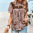 thumbnail image 4 of SMihono Hauts pour Femmes Été Chic Décontracté Impression Mode Printemps et Été Col Rond Manches Courtes Blouse T-shirt Oversize pour Femmes 2023, 4 of 8