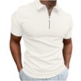 thumbnail image 1 of T-shirts Blancs pour Hommes Hommes Décontracté Uni Col Rabattu Chandail à Rayures Haute Élasticité Manches Courtes Blouse Extensible Chemises d'Enseignant,White,S, 1 of 8