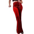 thumbnail image 1 of Honganda Women’s Velvet Flare Pants Solid Color Slim Fit Bell-Bottom Trousers Bootcut Pants, 1 of 8