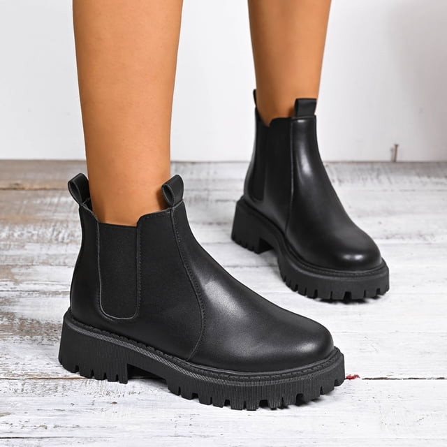 Styesk Bottes pour Femmes Mode Bottes Mi-Mollet pour Femmes Décontractées Bout Rond Bottes Confort Chaussures Décontractées Bottes de Travail pour Femmes