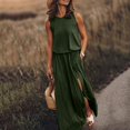 thumbnail image 1 of MesaSe Femmes Casual Robe Robe d'Été pour les Femmes Cou Sans Manches Maxi Robes de Fourche de Couleur Unie Ouverture Robe Femmes Vêtements L AG, 1 of 6