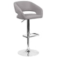 thumbnail image 1 of Contemporary Gray Fabric Adjustable Height Barstool with Rounded Mid-Back and Chrome Base, 1 of 9
