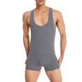 thumbnail image 1 of EOYWHK Mens Jumpsuits Athletic Compression Gym Workout Bodysuit Slim Fit Tank Seamless Stretch Relaxed Fit Undershirts Overalls, 1 of 4