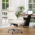 thumbnail image 1 of glitzhome Home High-Back Office Chair Leather Adjustable Swivel Desk Chair with Arms, Cream, 1 of 2