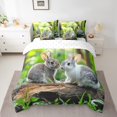 thumbnail image 2 of Rabbit 7 Piece Comforter Set Full Bed In A Bag,Tree Branch Bedding Sets Green Grass Sheet Set With Comforter,Wild Animals Bed Set, 2 of 5