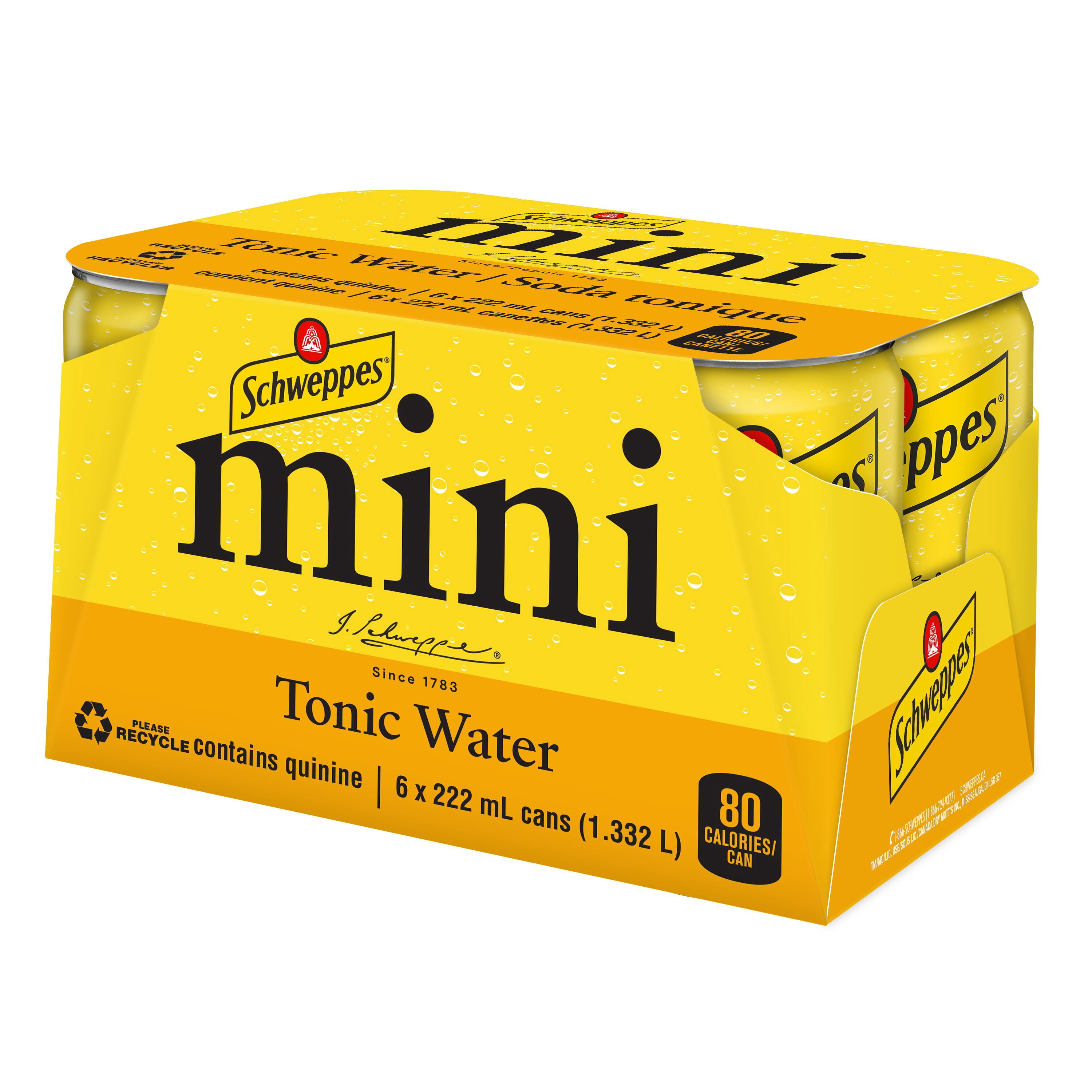 Schweppes Eau Tonique 6 x 222 ml, Mini canettes