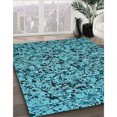 thumbnail image 3 of Ahgly Company Tapis d'Intérieur Lavable à la Machine, Carré, Transitionnel, Vert Sarcelle, Tapis de Zone, 3 Pieds Carré, 3 of 7