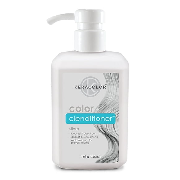 KERACOLOR Clenditioner SILVER Hair Dye - Semi Permanent Hair Color Depositing Conditioner, Cruelty-free, 12 Fl. Oz