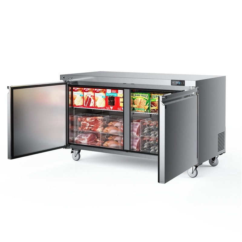 Coolski 60 in. 17.6 cu. ft. Commercial Auto / Cycle Defrost Undercounter Upright Freezer in Stainless Steel