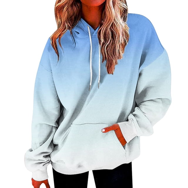 Timegard Chandails Molletonnés pour Femmes Grande Taille, Chandails à Capuchon à Fermeture Éclair, Chandail à Enfiler, Couleur Dégradée, Automne, Décontracté, Coupe Ample