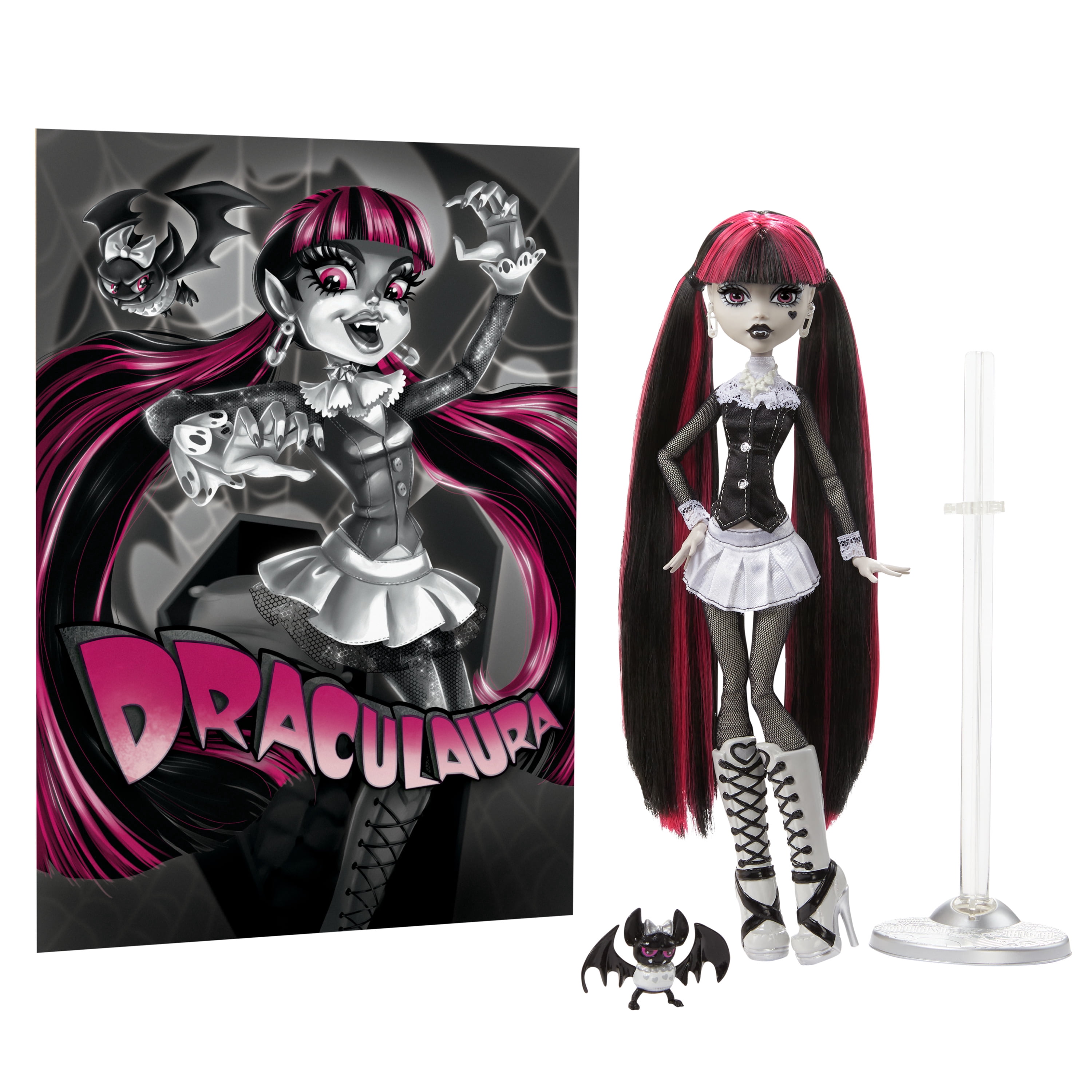 Monster High-Poupée Draculaura-Poupée en noir et blanc avec posters