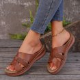 thumbnail image 4 of Womens Orthopedic Slides Sandals Comfortable Leather Peep Toe Walking Slip on Summer Shoes with Arch Support, 4 of 7