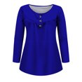 thumbnail image 4 of Timegard Tops for Women Ruched Notched V-Neck Long Sleeve Button Blouse Dressy Casual Tunic Tops, 4 of 5