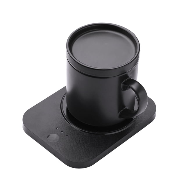 Glass&Bottle Mug Warmer Set for Desktop – Self-Heating Coffee Mug with Wireless Charging Lid 12oz for coffee lovers