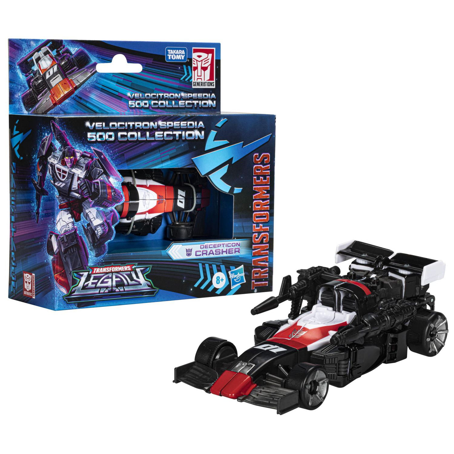Transformers Generations Legacy Velocitron Speedia 500 Collection, Decepticon Crasher classe Deluxe de 14 cm, dès 8 ans