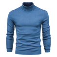 thumbnail image 4 of Chandails à Col Ras du Cou pour Hommes Chandail Uni à Col Montant Chandail à Manches Longues Ample Chandail de Base Hauts Chandail Col Roulé Chandail pour Hommes Automne 2024 S-106 Bleu TG, 4 of 5