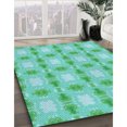 thumbnail image 3 of Ahgly Tapis Rond Lavable en Machine Intérieur Transitionnel Turquoise Vert, 4 Pieds Rond, 3 of 7