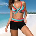 thumbnail image 3 of Womens Two Piece Swimsuits Twist Front Halter Bathing Suit with Boyshorts, 3 of 5