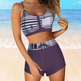 thumbnail image 2 of Huesdet Women High Waisted Bikini Sets Tummy Control Swimsuits Two Piece Swim Suits 2025 Color Block Halter Bathing Suits(Grey,XXL), 2 of 6