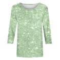 thumbnail image 3 of Hauts et Chemisiers pour Femmes Chemises à Manches 3/4 pour Femmes Hauts Tendance à Dégradé Imprimé T-Shirts Classiques à Col Rond Chemise 2024 Printemps Chemisiers Décontractés Offres du Prime Day Aujourd'hui 2024, 3 of 4
