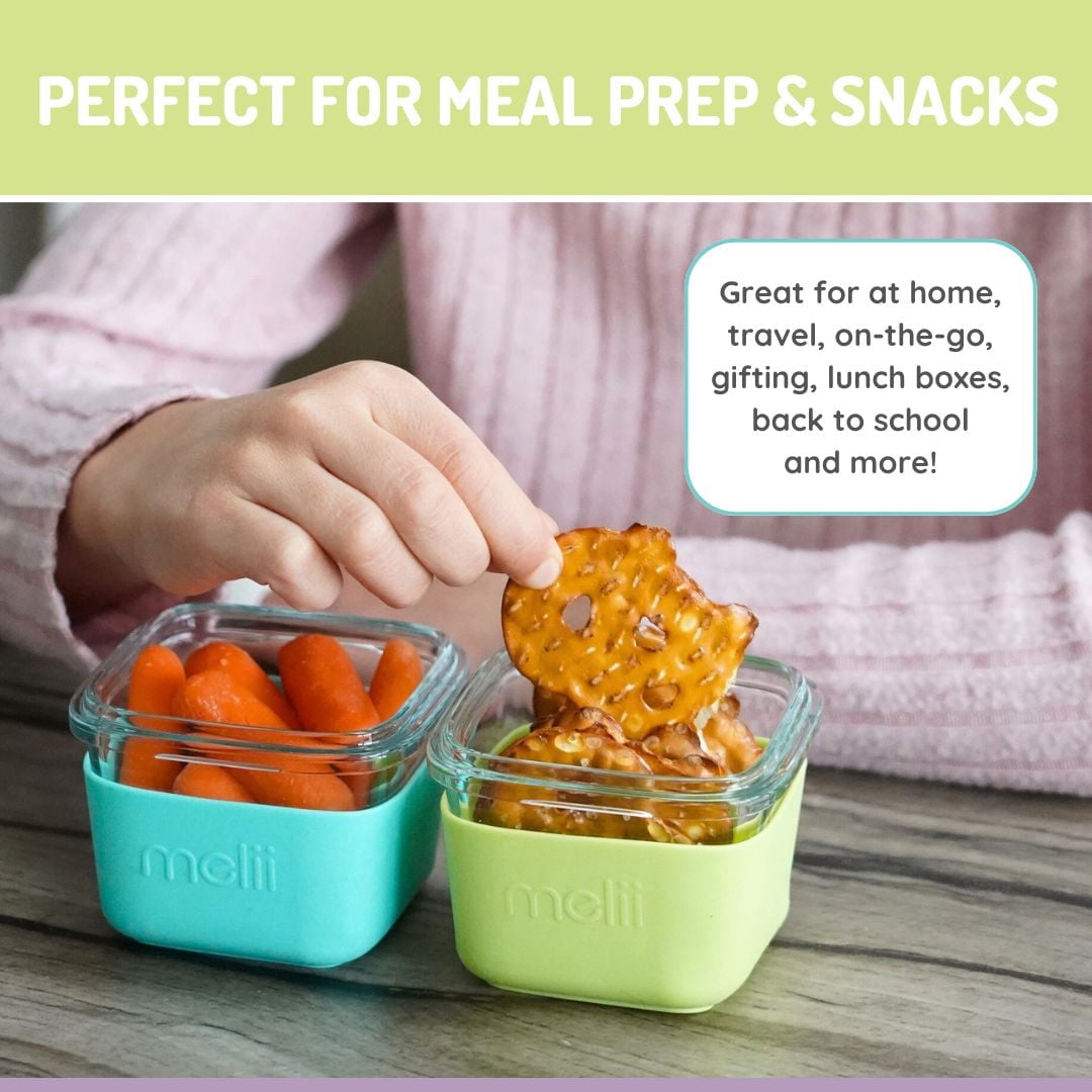 Melii Glass Food Storage Containers with Silicone Sleeve 3 Pack