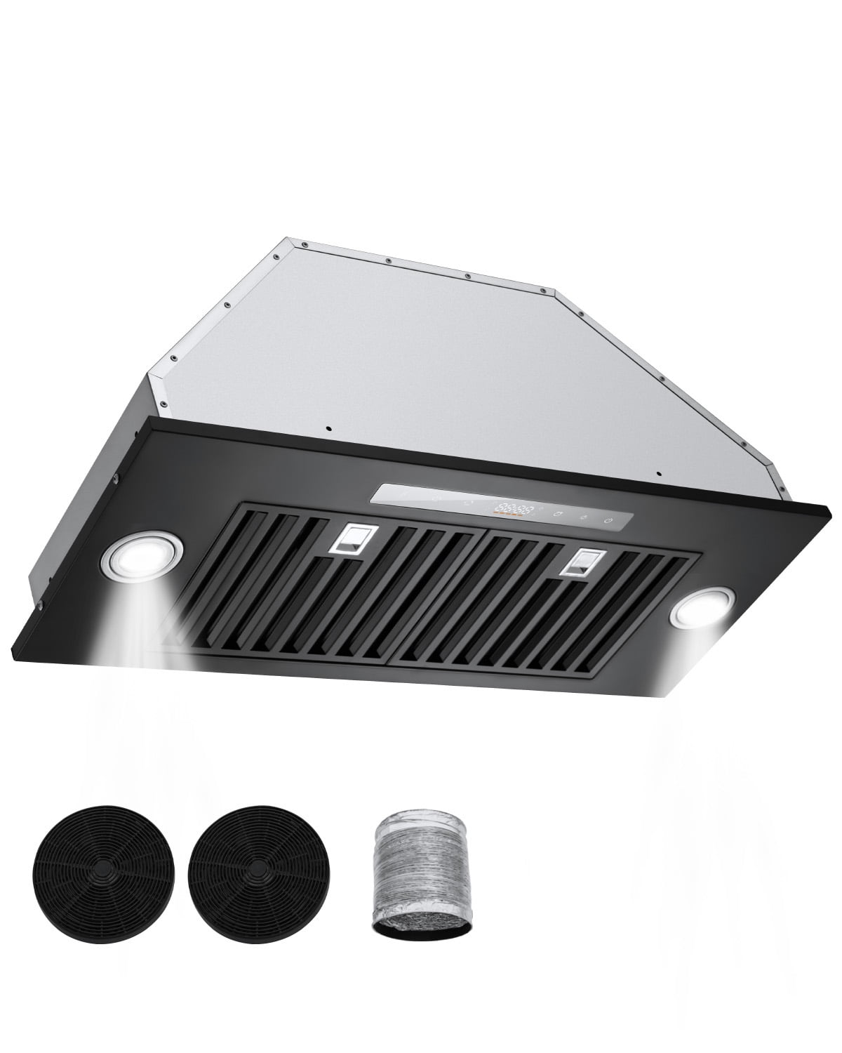 KFFKFF Range Hood Insert, 30 Inch Built-in Kitchen Vent Hood, 800CFM  Steel Stove Hood, with Gesture & Touch Control, LED Light, Baffle Filters, 4-Speed Exhaust Fan
