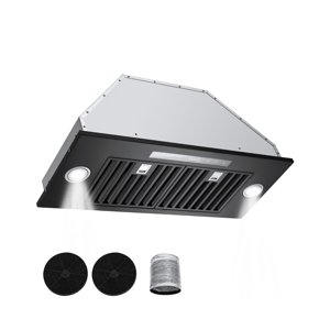 KFFKFF Insert de capot de portée, 30 Hotte de cuisine intégrée de pouce, 800CFM Hotte en acier, avec gestuelle & Contrôle du toucher, LED Lumière, filtres à baffles, 4-Speed Ventilateur d'échappement