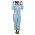 thumbnail image 1 of LSLJS Combinaison Pyjama à Capuche à Manches Longues pour Femmes, Décontractée, Chaude pour l'Hiver, Tenue de Nuit, 1 of 5
