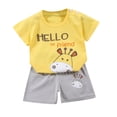 thumbnail image 2 of EGNMCR Ensembles de Blouses et Chemises à Manches Courtes Col Rond pour Tout-Petits Garçons Filles Mode Mignon Imprimé Chiot Costume Décontracté Ensemble Fille, 2 of 4