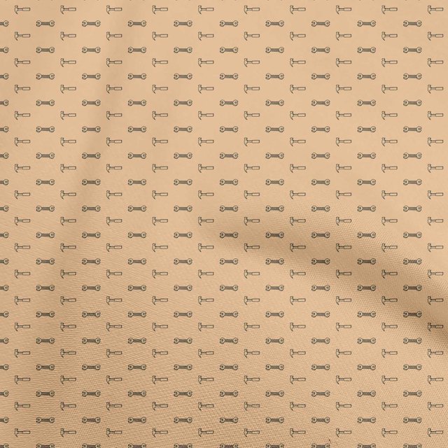oneOone Tissu Tabby en Soie Pêche Clair Rétro Outils Matériel de Robe Tissu Imprimé Tissu au Mètre 42 Pouces de Large