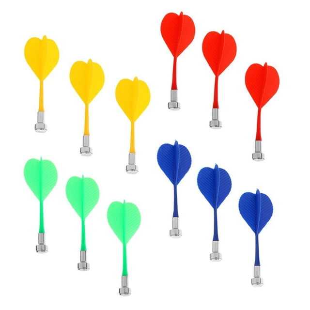 Hi,Fancy 12 Pcs/ensemble Fléchettes Magnétiques Résistantes à l'Usure Tête Plate Aile en Plastique Forte Adsorption Boomerang Sécurité Remplacement Fléchettes