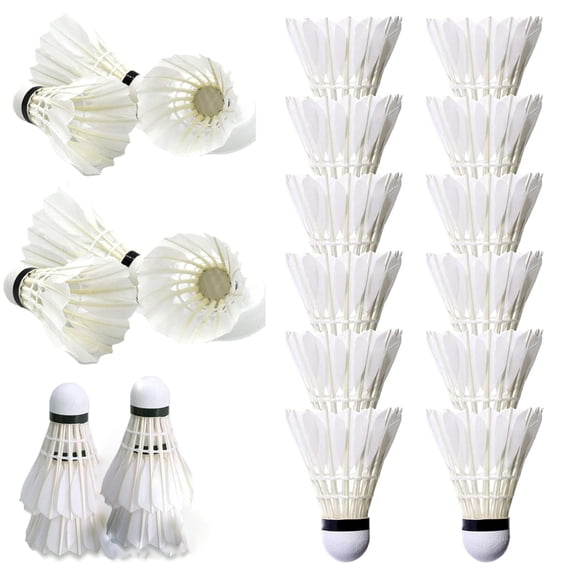 Edtech Badminton Birdies Shuttlecocks High- Speed Goose Feather Durable Training Badminton Birdie | White , Pack Of 12