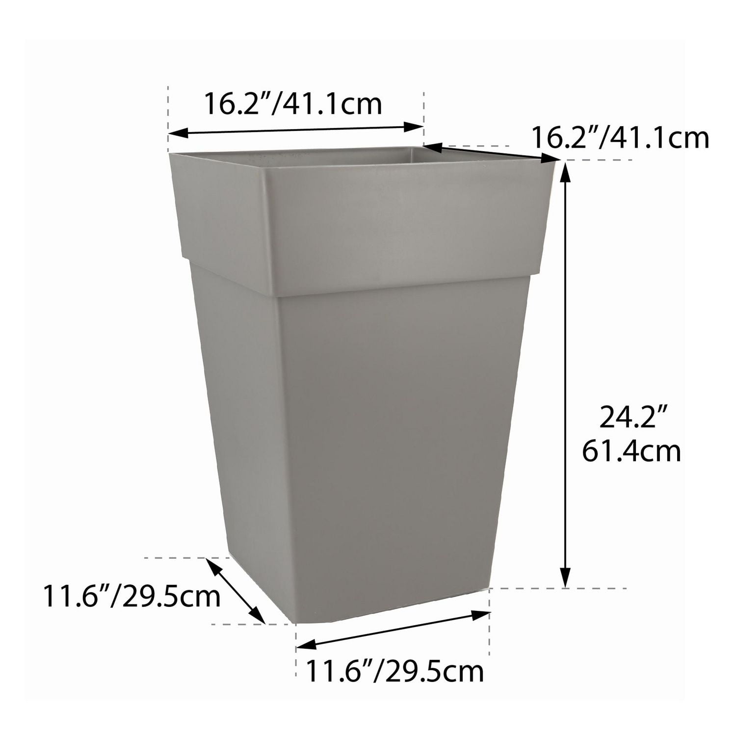 Ensemble de 2 jardinière Ollie en plastique recyclé de la collection Grapevine, gris foncé