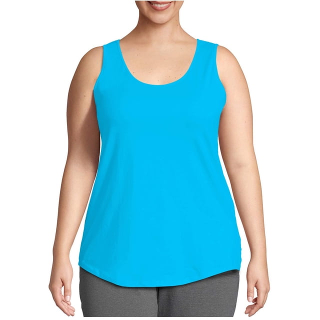 MeetoTime Plus Size Tank Top for Women Comfortable Soft Crew Neck Solid Color Sleeveless T-Shirt Tops