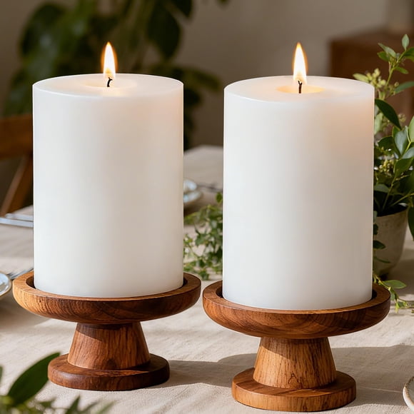 4x6 Inch White Pillar Candles, 2 Packs, 300-Hours Long Burning Time Totally, Unscented Large White Candles for Mantel Decor, Home