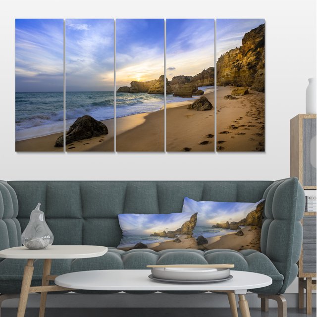 Beautiful Sunset over Algarve Portugal - Extra Large Seashore Canvas Art