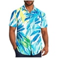 thumbnail image 1 of Pisexur T-shirts pour Hommes, Mode Décontractée Imprimée avec Poche, Boutons, Manches Courtes, Col Rabattu, Chemise de Golf Bleue, 5TG, 1 of 7