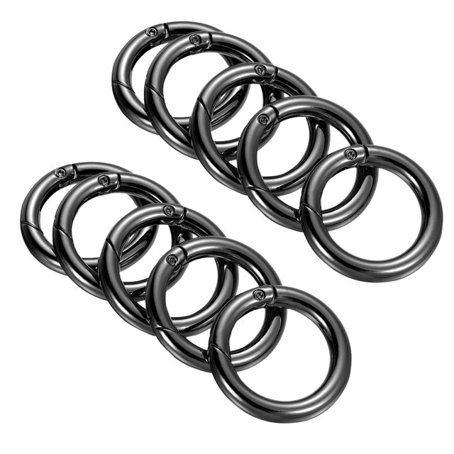 Unique Bargains Black Zinc Alloy Spring Gate O Ring Snap Clip Buckles (10 Pack)