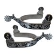 thumbnail image 2 of 2x Cheval Éperons Anti-Rouille Femmes Robuste Équipement Équestre Éperon de Style Occidental pour Équipements de Compétition Argent Noir, 2 of 8